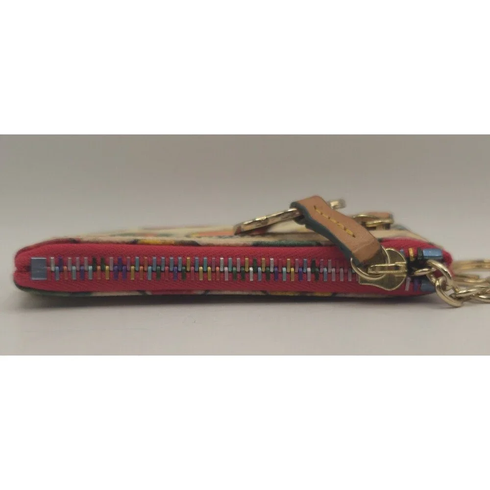 Dooney And Bourke Coin Purse Rainbow Zipper Wallet With Key Ring Hearts